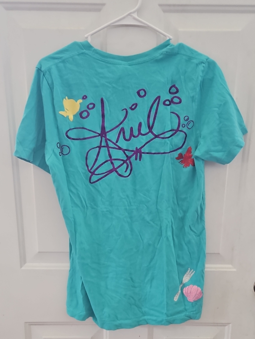 Womens Turquoise Graphic Short Sleeve Top Disney The Little Mermaid